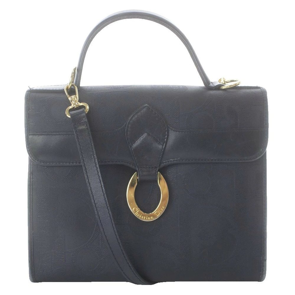 Christian Dior Shoulder Bag Handbag Trotter Leather Navy Blue MW